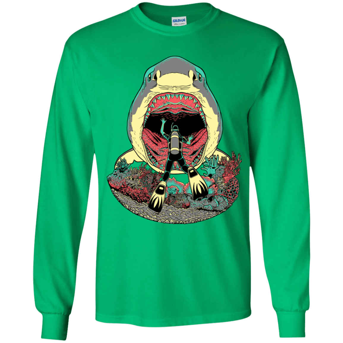 T-Shirts Irish Green / YS Megalodoom Youth Long Sleeve T-Shirt
