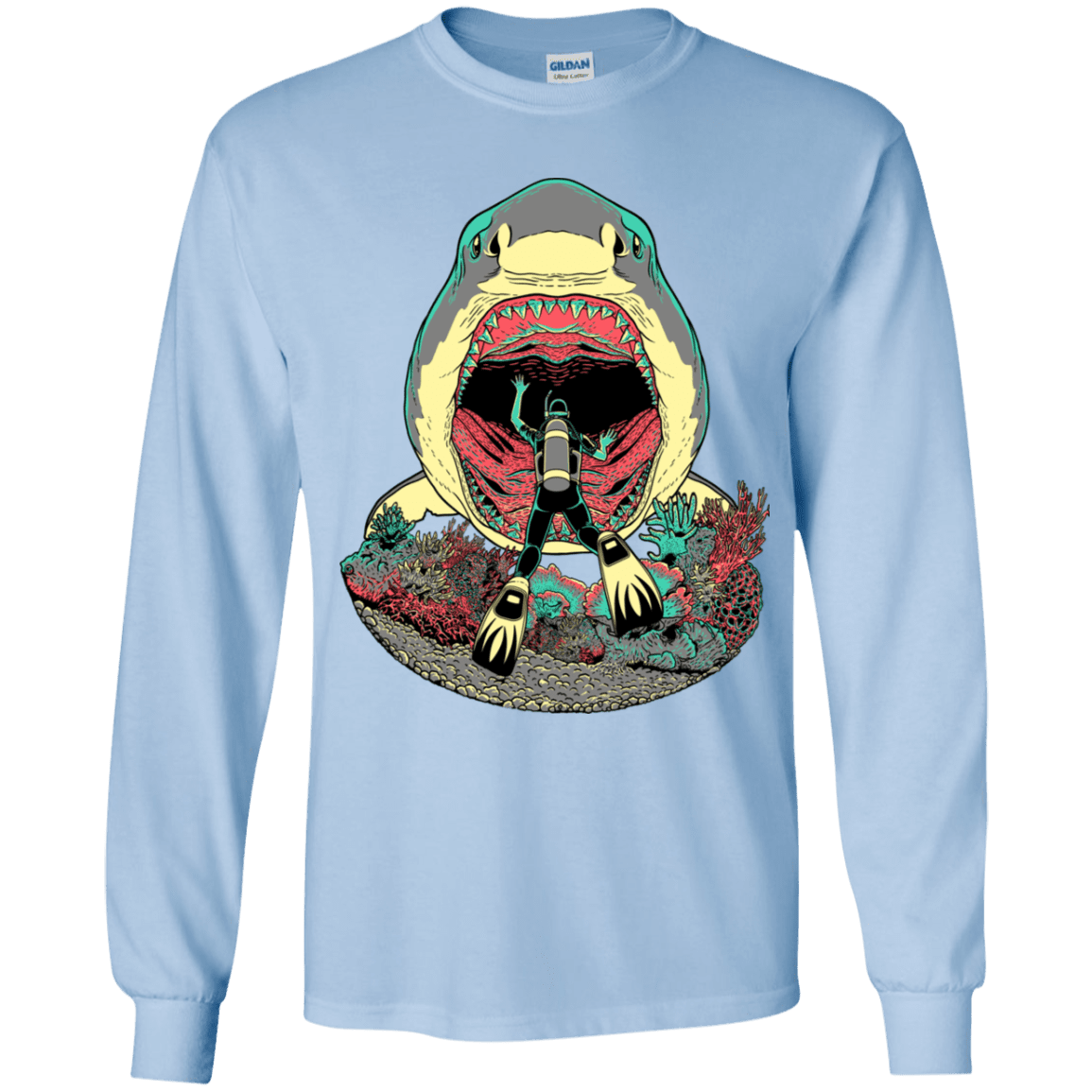 T-Shirts Light Blue / YS Megalodoom Youth Long Sleeve T-Shirt