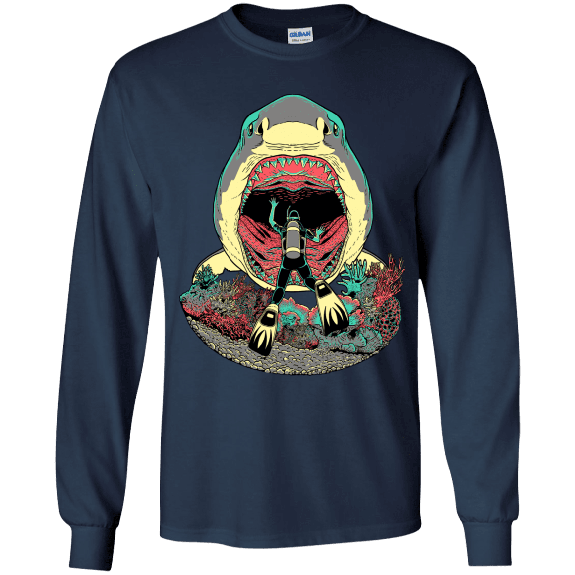 T-Shirts Navy / YS Megalodoom Youth Long Sleeve T-Shirt