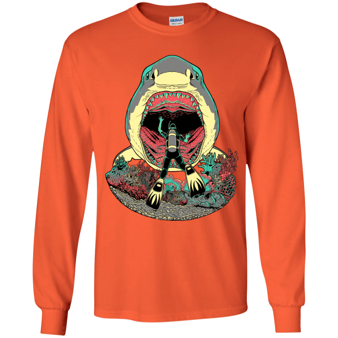 T-Shirts Orange / YS Megalodoom Youth Long Sleeve T-Shirt
