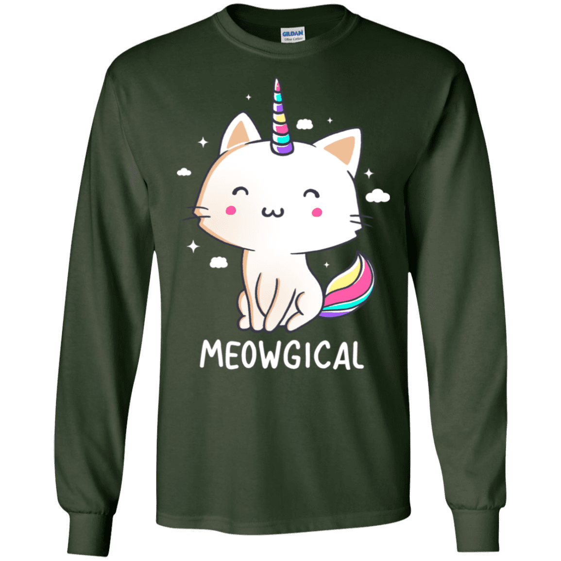 T-Shirts Forest Green / S Meowgical Men's Long Sleeve T-Shirt