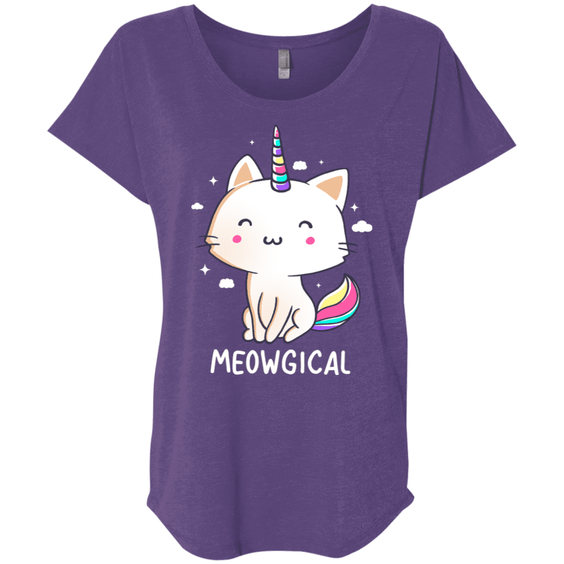 T-Shirts Purple Rush / X-Small Meowgical Triblend Dolman Sleeve