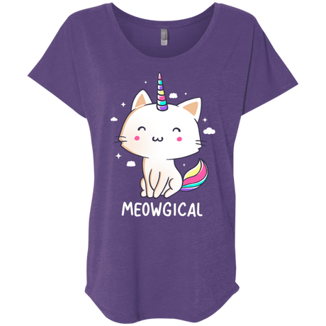 T-Shirts Purple Rush / X-Small Meowgical Triblend Dolman Sleeve