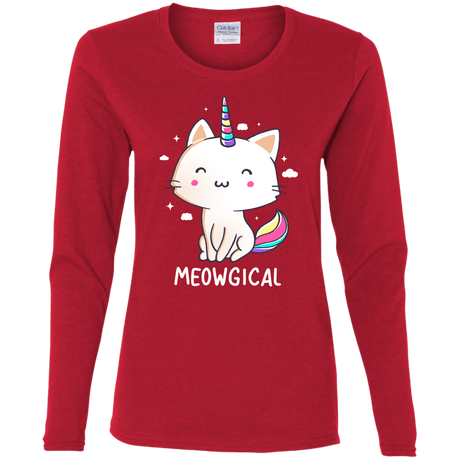 T-Shirts Red / S Meowgical Women's Long Sleeve T-Shirt