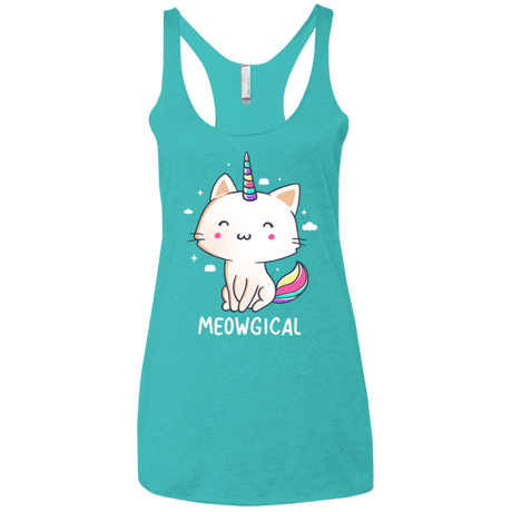T-Shirts Tahiti Blue / X-Small Meowgical Women's Triblend Racerback Tank