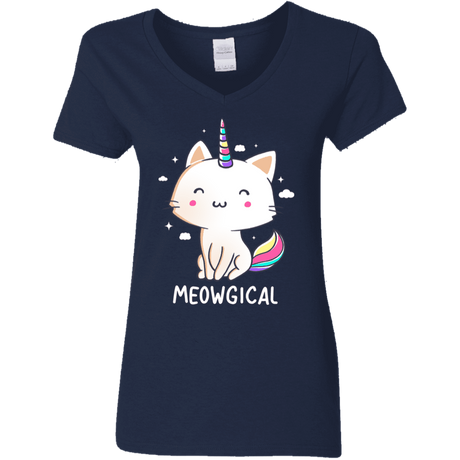 T-Shirts Navy / S Meowgical Women's V-Neck T-Shirt