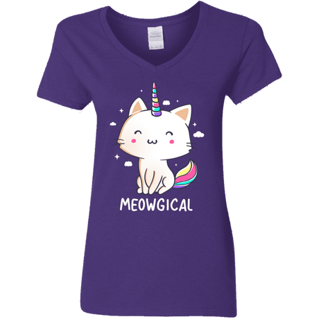 T-Shirts Purple / S Meowgical Women's V-Neck T-Shirt