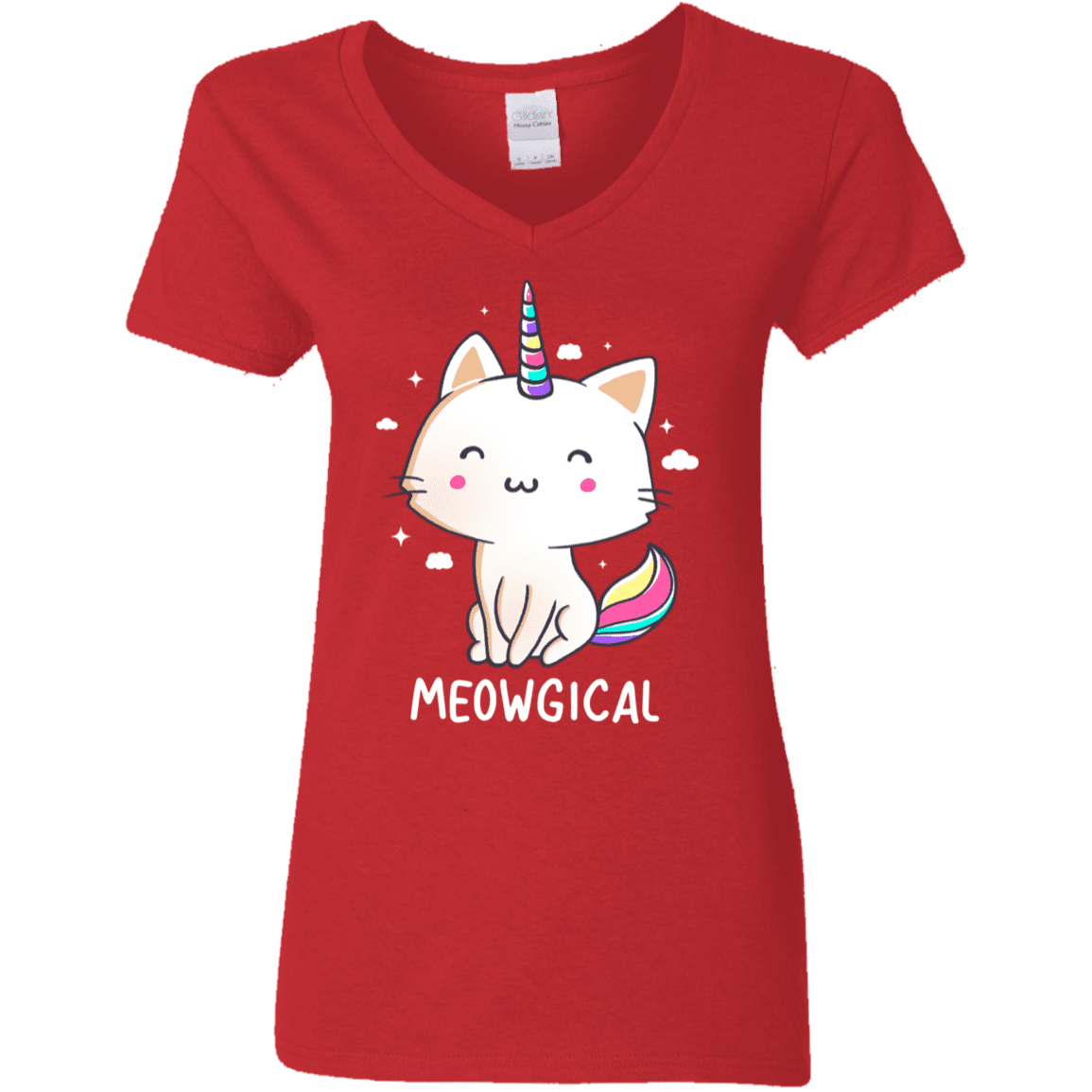 T-Shirts Red / S Meowgical Women's V-Neck T-Shirt