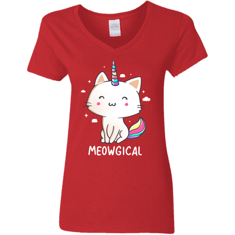 T-Shirts Red / S Meowgical Women's V-Neck T-Shirt