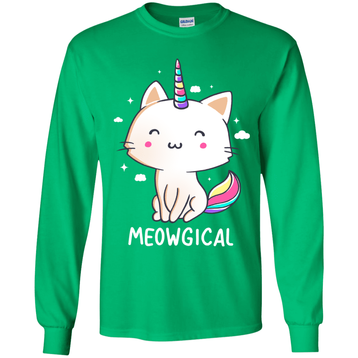 T-Shirts Irish Green / YS Meowgical Youth Long Sleeve T-Shirt