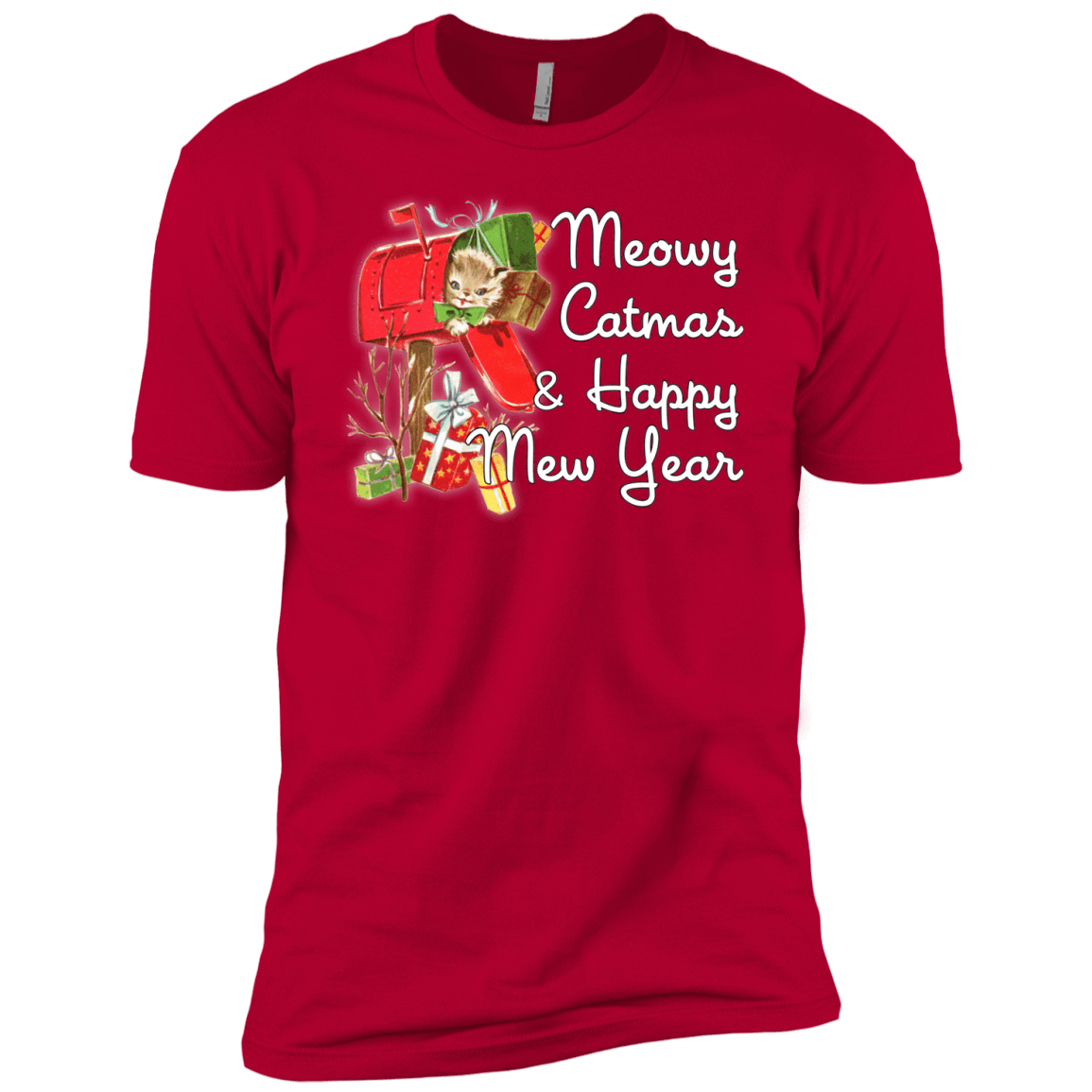 T-Shirts Red / YXS Meowy Catmas Boys Premium T-Shirt