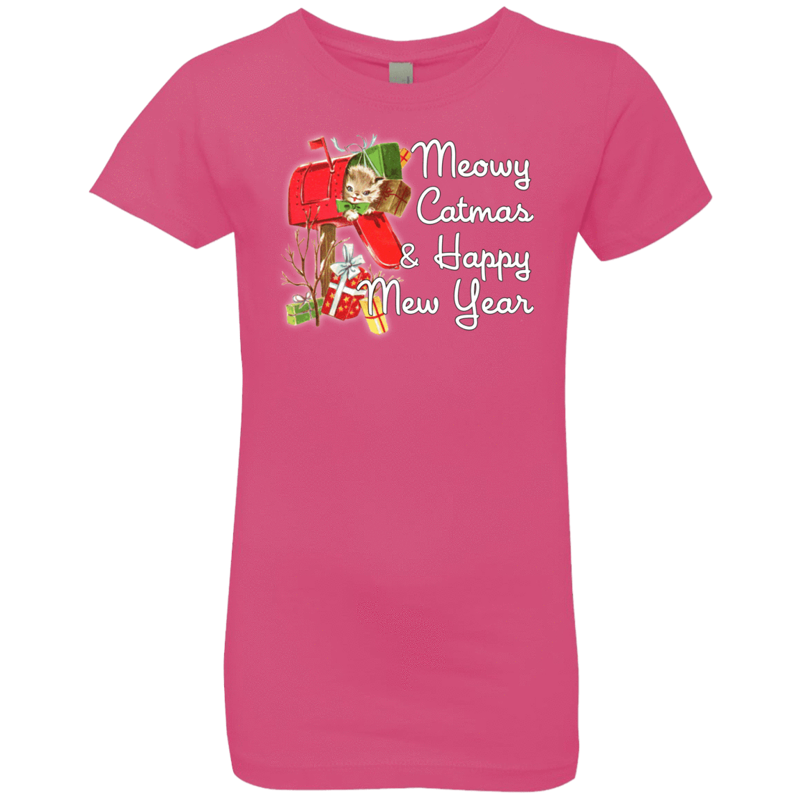 T-Shirts Hot Pink / YXS Meowy Catmas Girls Premium T-Shirt