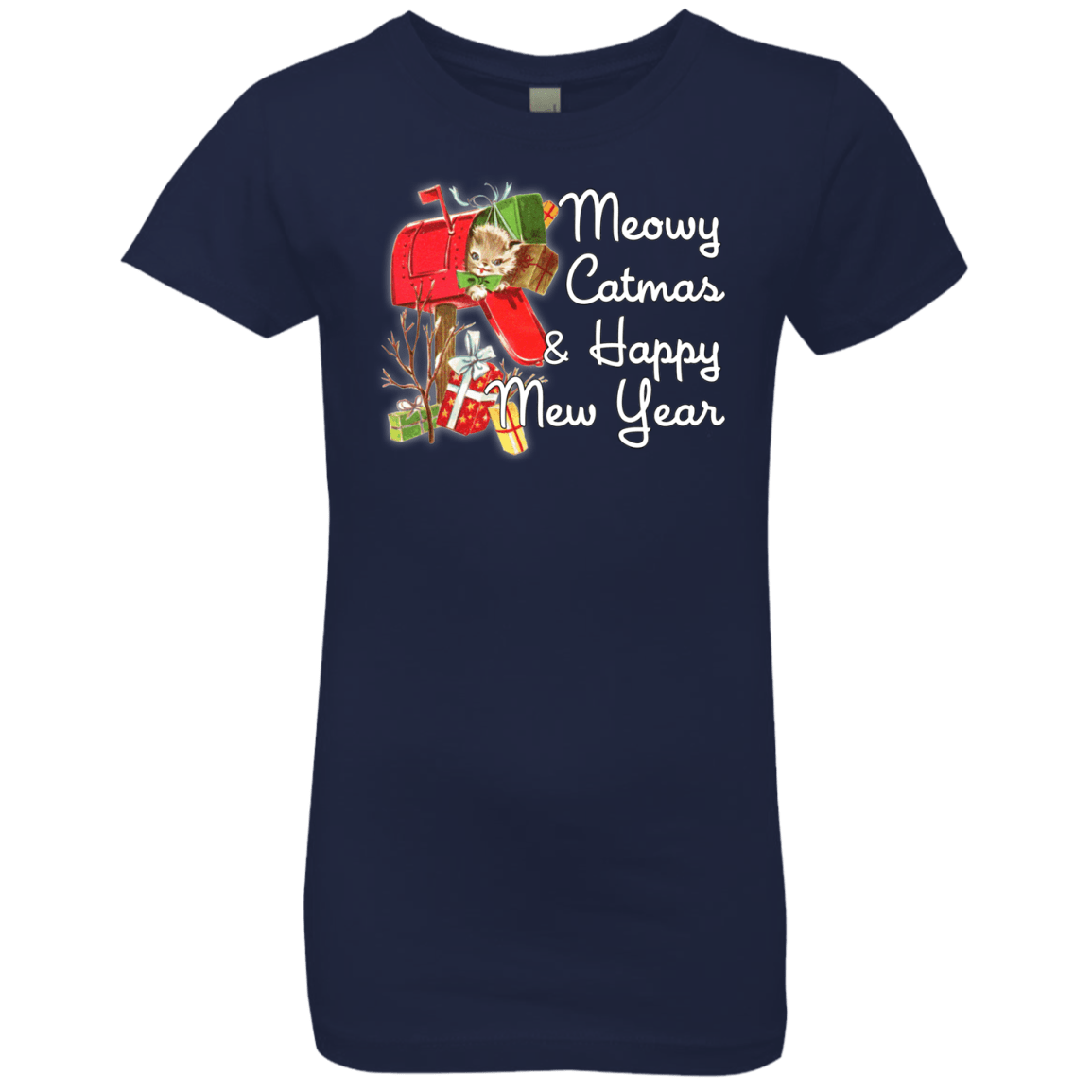 T-Shirts Midnight Navy / YXS Meowy Catmas Girls Premium T-Shirt