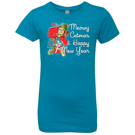T-Shirts Turquoise / YXS Meowy Catmas Girls Premium T-Shirt
