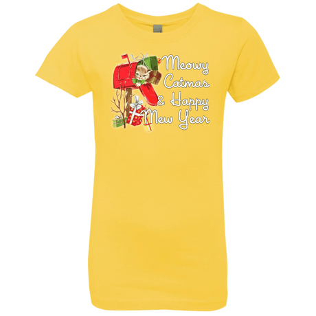 T-Shirts Vibrant Yellow / YXS Meowy Catmas Girls Premium T-Shirt