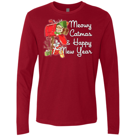 T-Shirts Cardinal / Small Meowy Catmas Men's Premium Long Sleeve