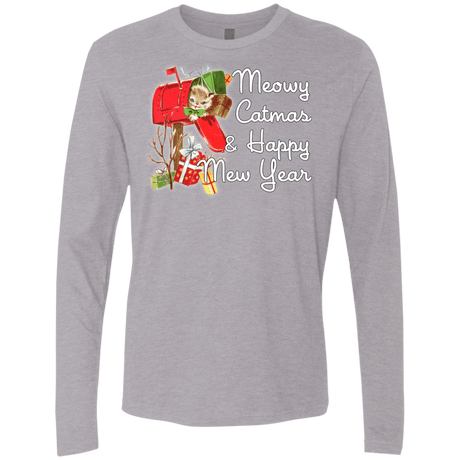 T-Shirts Heather Grey / Small Meowy Catmas Men's Premium Long Sleeve