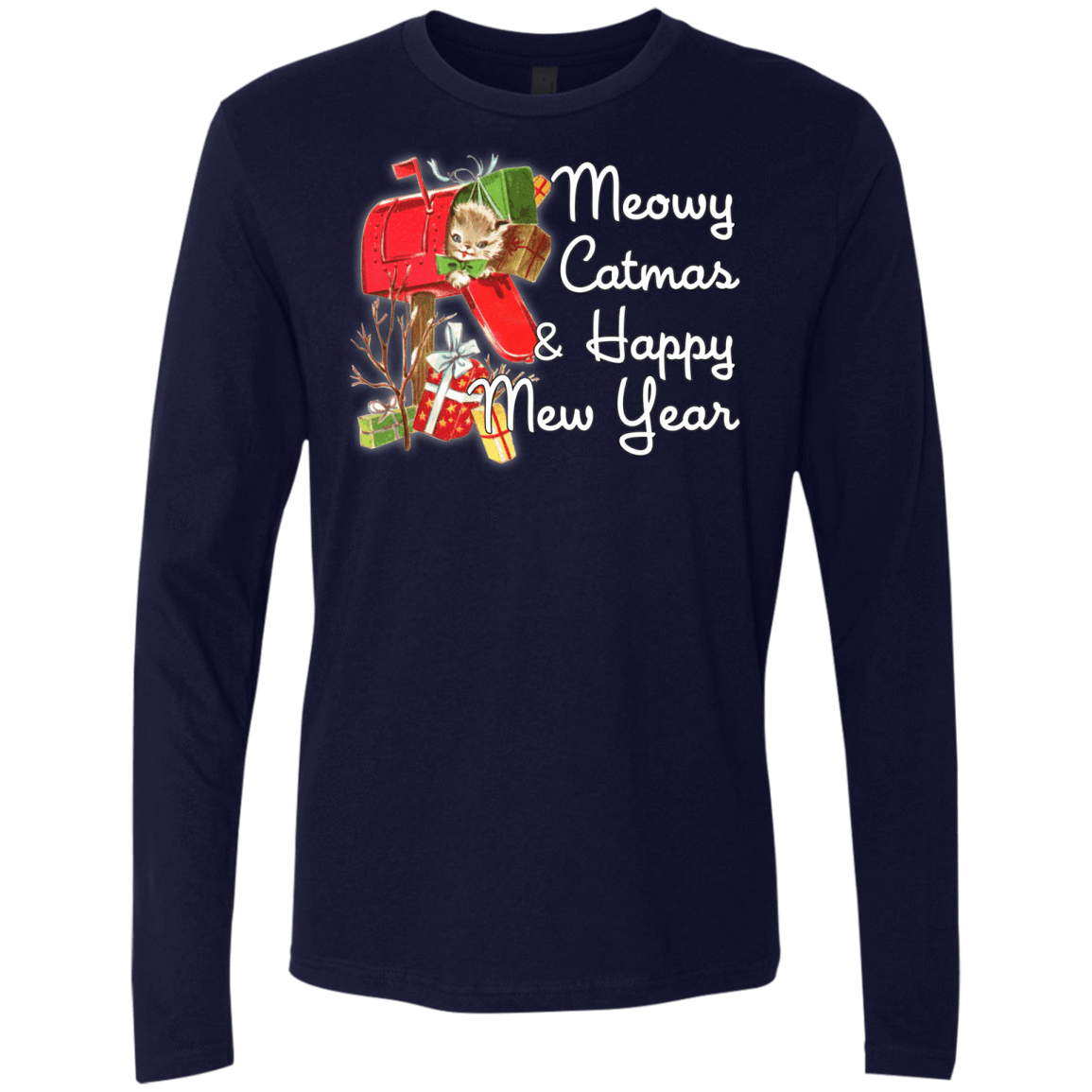 T-Shirts Midnight Navy / Small Meowy Catmas Men's Premium Long Sleeve
