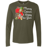 T-Shirts Military Green / Small Meowy Catmas Men's Premium Long Sleeve
