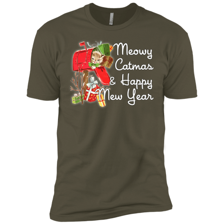 T-Shirts Military Green / X-Small Meowy Catmas Men's Premium T-Shirt