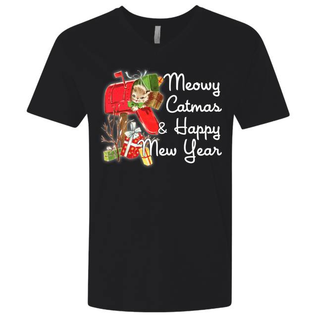 T-Shirts Black / X-Small Meowy Catmas Men's Premium V-Neck