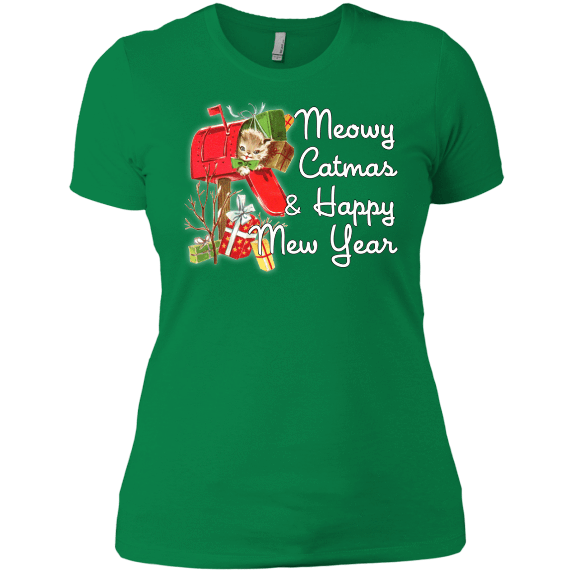 T-Shirts Kelly Green / X-Small Meowy Catmas Women's Premium T-Shirt
