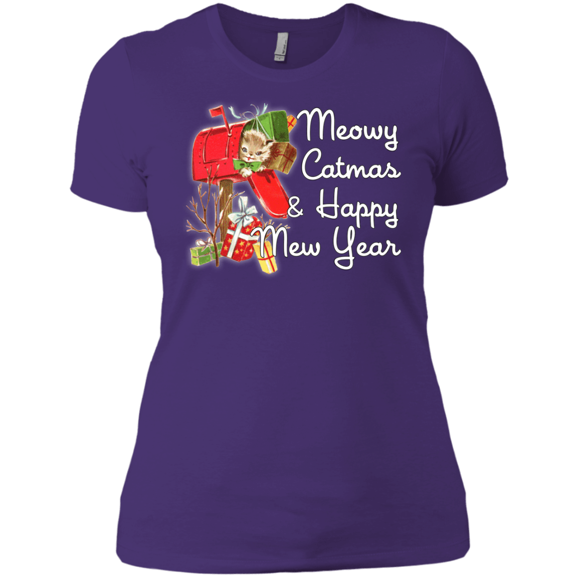 T-Shirts Purple Rush/ / X-Small Meowy Catmas Women's Premium T-Shirt