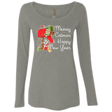 T-Shirts Venetian Grey / Small Meowy Catmas Women's Triblend Long Sleeve Shirt