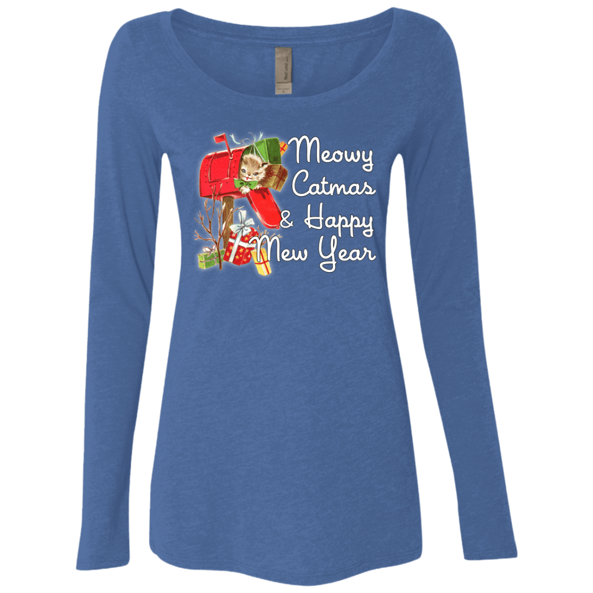 T-Shirts Vintage Royal / Small Meowy Catmas Women's Triblend Long Sleeve Shirt