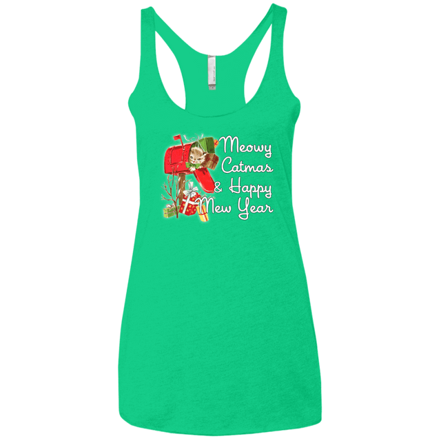 T-Shirts Envy / X-Small Meowy Catmas Women's Triblend Racerback Tank