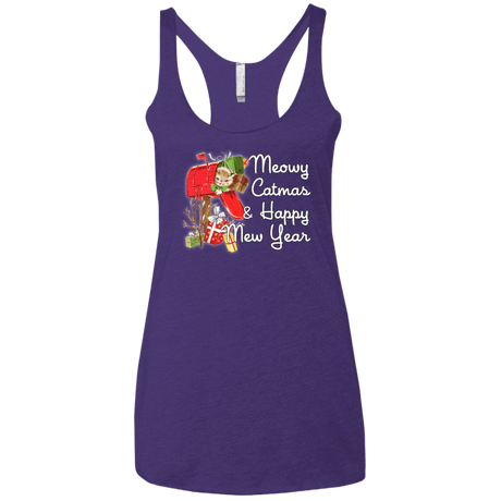 T-Shirts Purple Rush / X-Small Meowy Catmas Women's Triblend Racerback Tank
