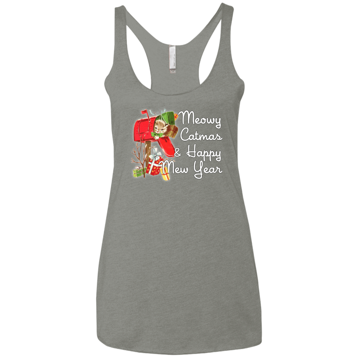 T-Shirts Venetian Grey / X-Small Meowy Catmas Women's Triblend Racerback Tank