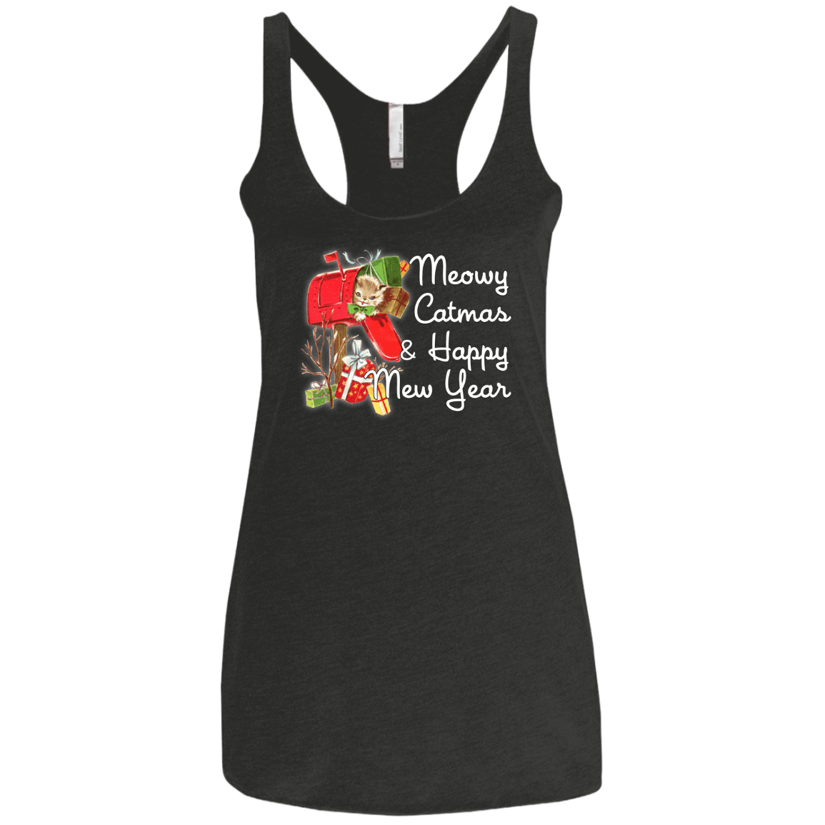 T-Shirts Vintage Black / X-Small Meowy Catmas Women's Triblend Racerback Tank