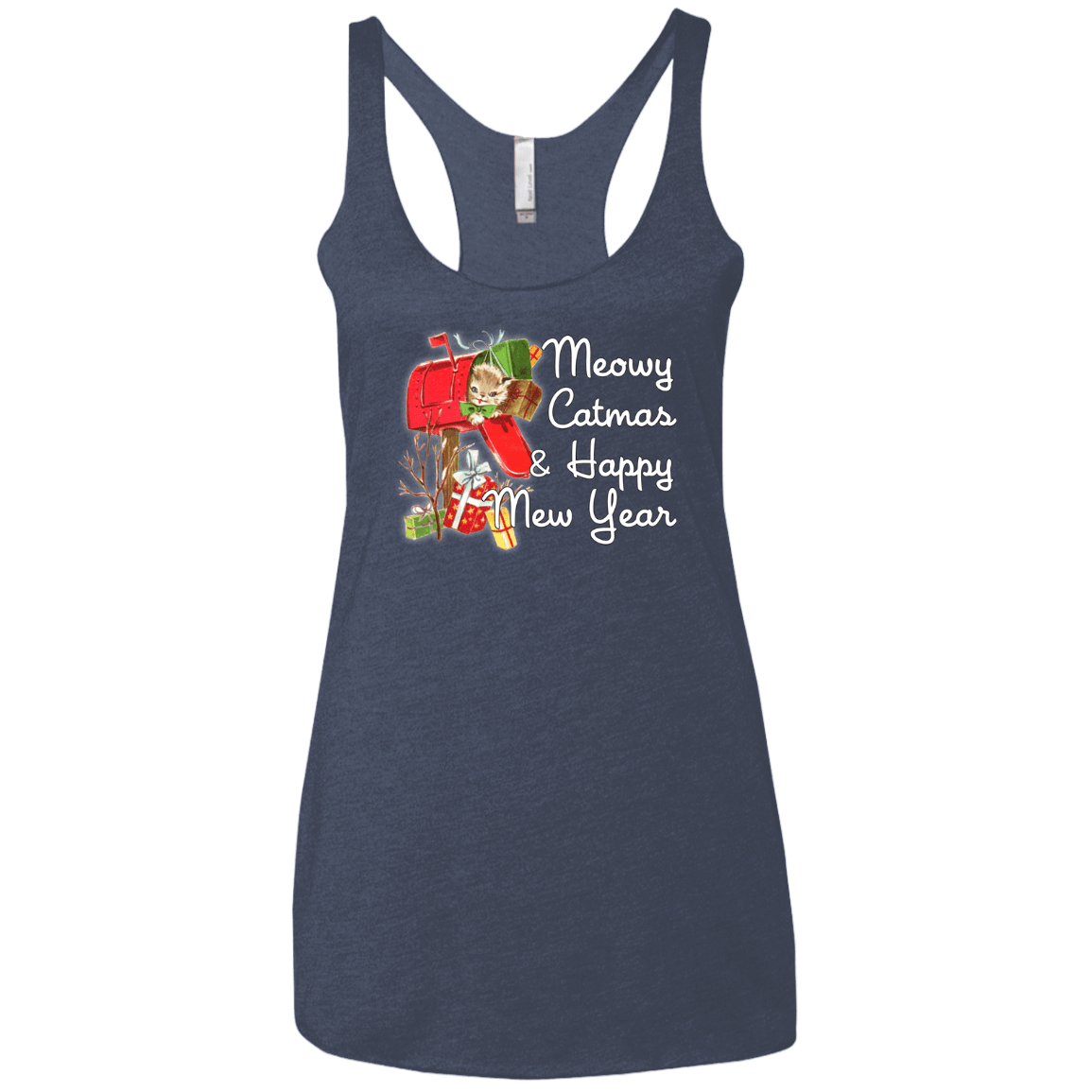 T-Shirts Vintage Navy / X-Small Meowy Catmas Women's Triblend Racerback Tank