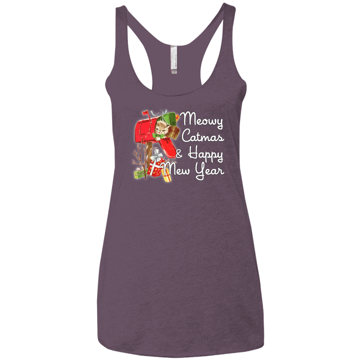 T-Shirts Vintage Purple / X-Small Meowy Catmas Women's Triblend Racerback Tank