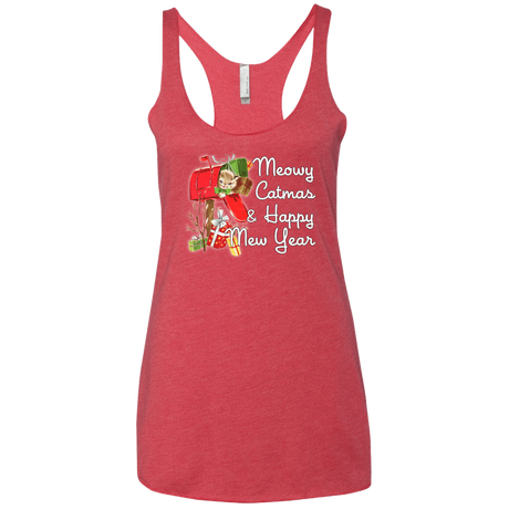 T-Shirts Vintage Red / X-Small Meowy Catmas Women's Triblend Racerback Tank