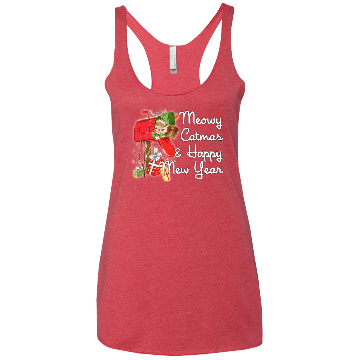 T-Shirts Vintage Red / X-Small Meowy Catmas Women's Triblend Racerback Tank