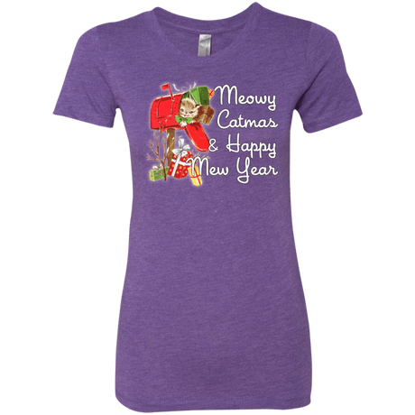 T-Shirts Purple Rush / Small Meowy Catmas Women's Triblend T-Shirt