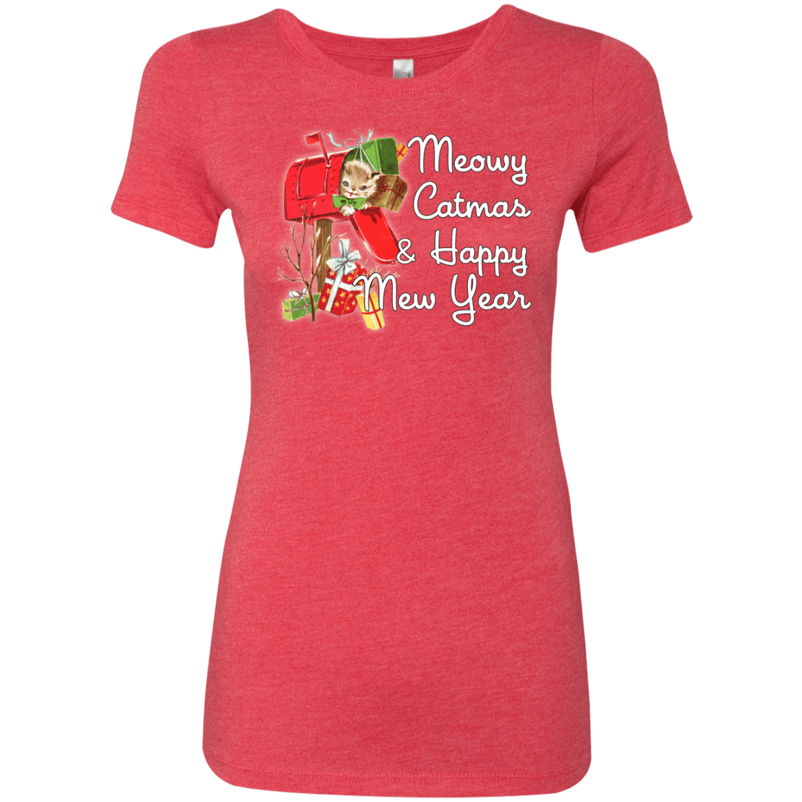 T-Shirts Vintage Red / Small Meowy Catmas Women's Triblend T-Shirt