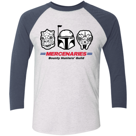 T-Shirts Heather White/Indigo / X-Small Mercs Men's Triblend 3/4 Sleeve