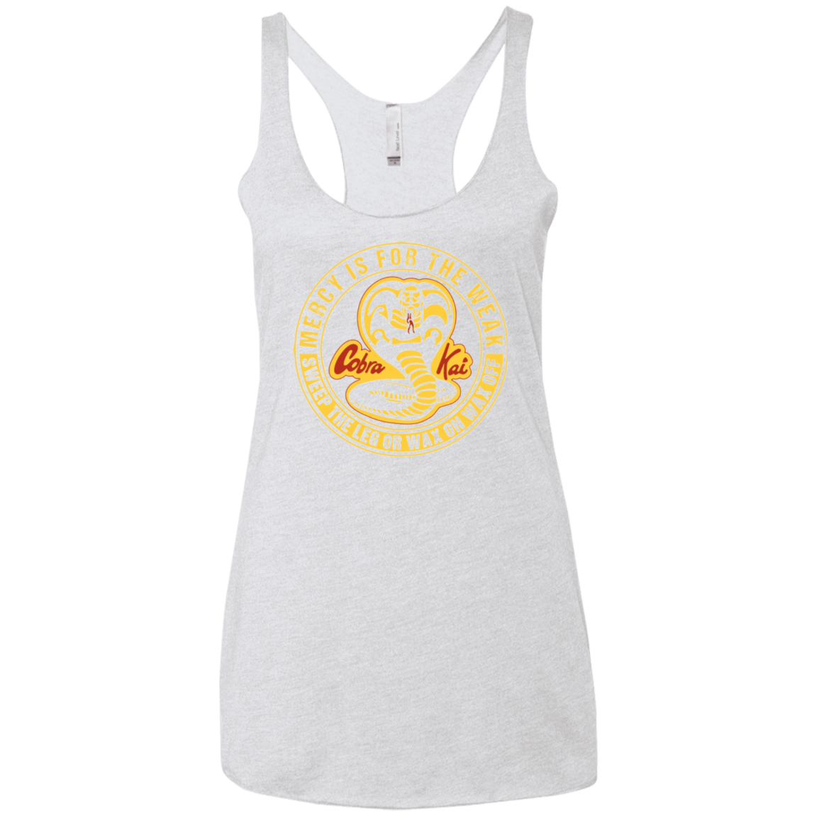 T-Shirts Heather White / X-Small Mercy Is For The Weak Women's Triblend Racerback Tank
