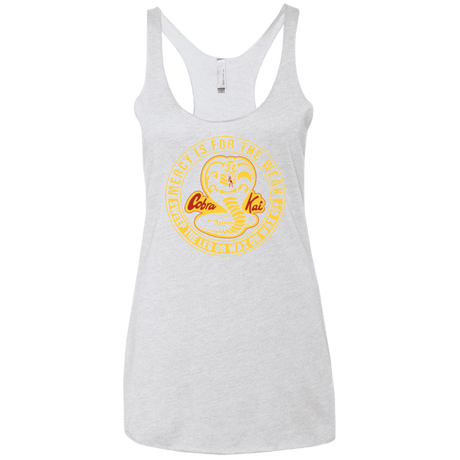 T-Shirts Heather White / X-Small Mercy Is For The Weak Women's Triblend Racerback Tank