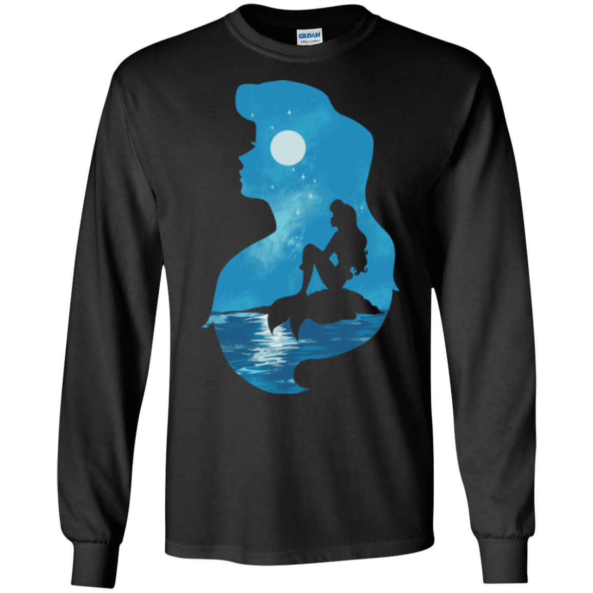 T-Shirts Black / S Mermaid Portrait Men's Long Sleeve T-Shirt