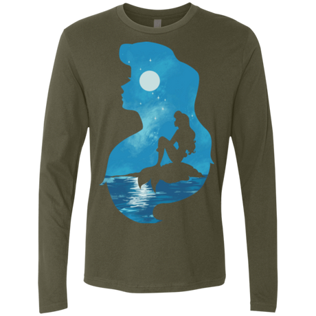 T-Shirts Military Green / S Mermaid Portrait Men's Premium Long Sleeve