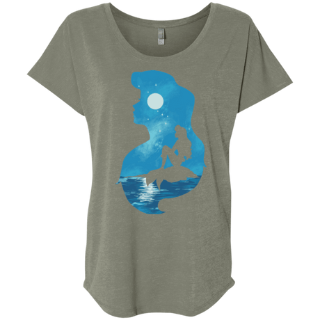 T-Shirts Venetian Grey / X-Small Mermaid Portrait Triblend Dolman Sleeve