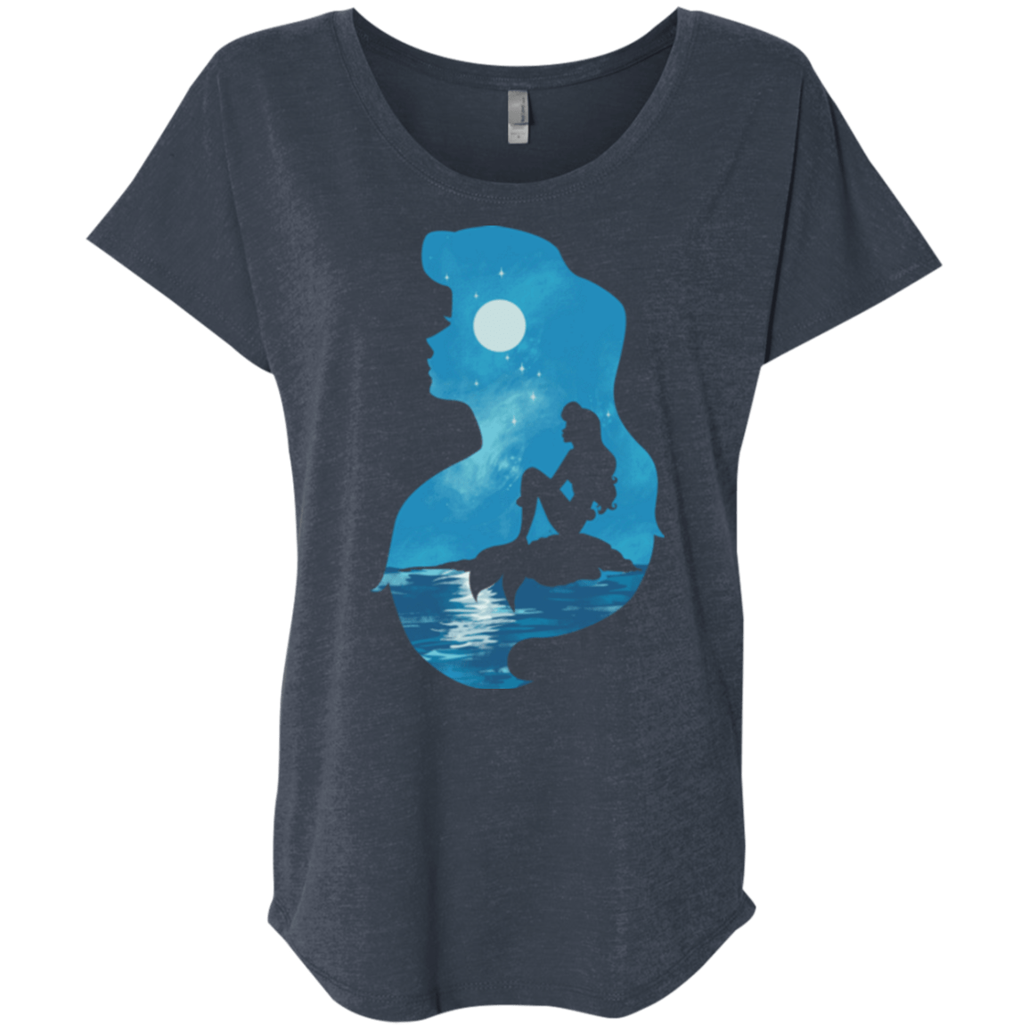 T-Shirts Vintage Navy / X-Small Mermaid Portrait Triblend Dolman Sleeve