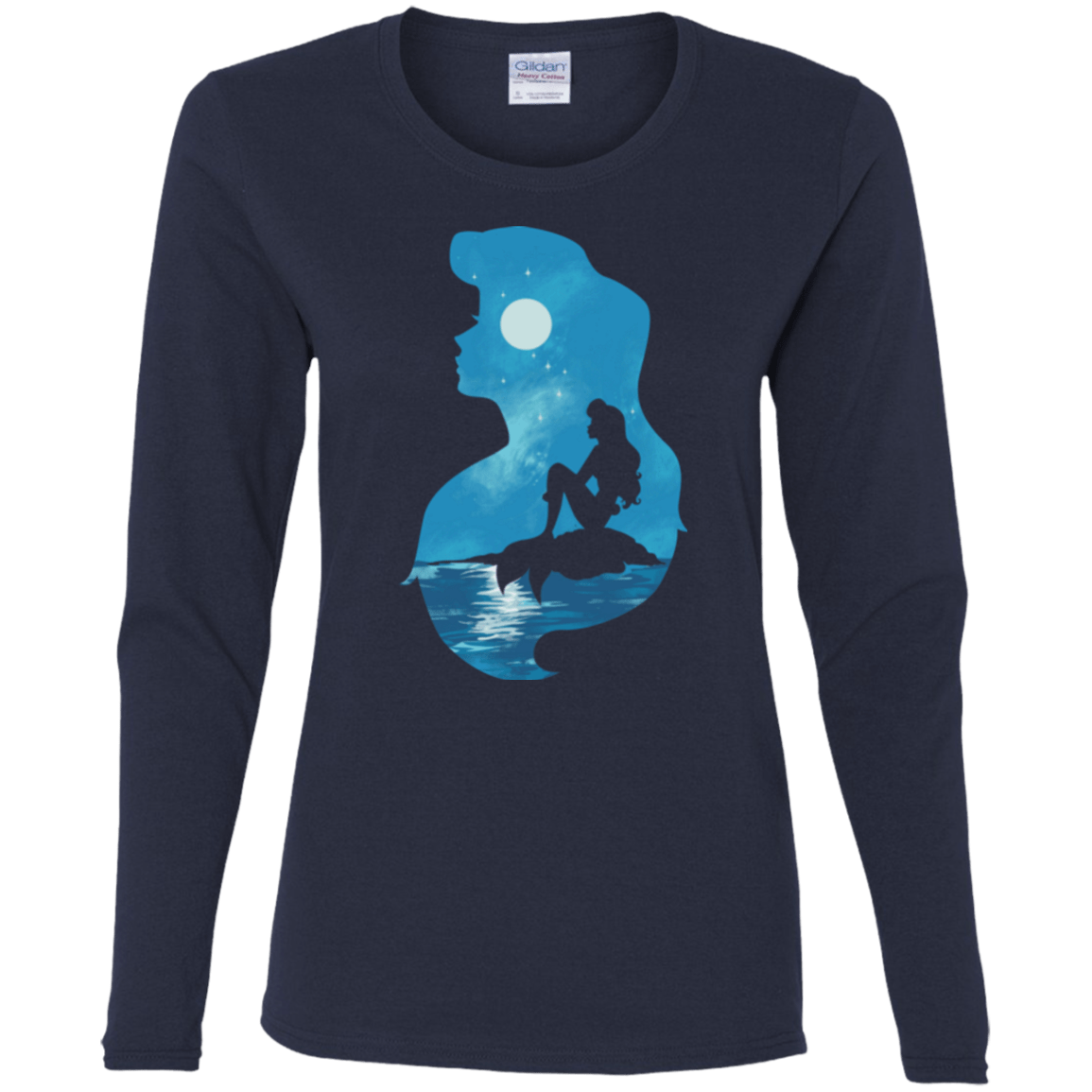 T-Shirts Navy / S Mermaid Portrait Women's Long Sleeve T-Shirt