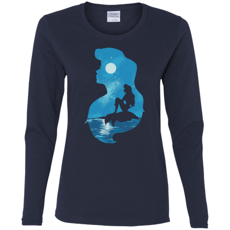 T-Shirts Navy / S Mermaid Portrait Women's Long Sleeve T-Shirt