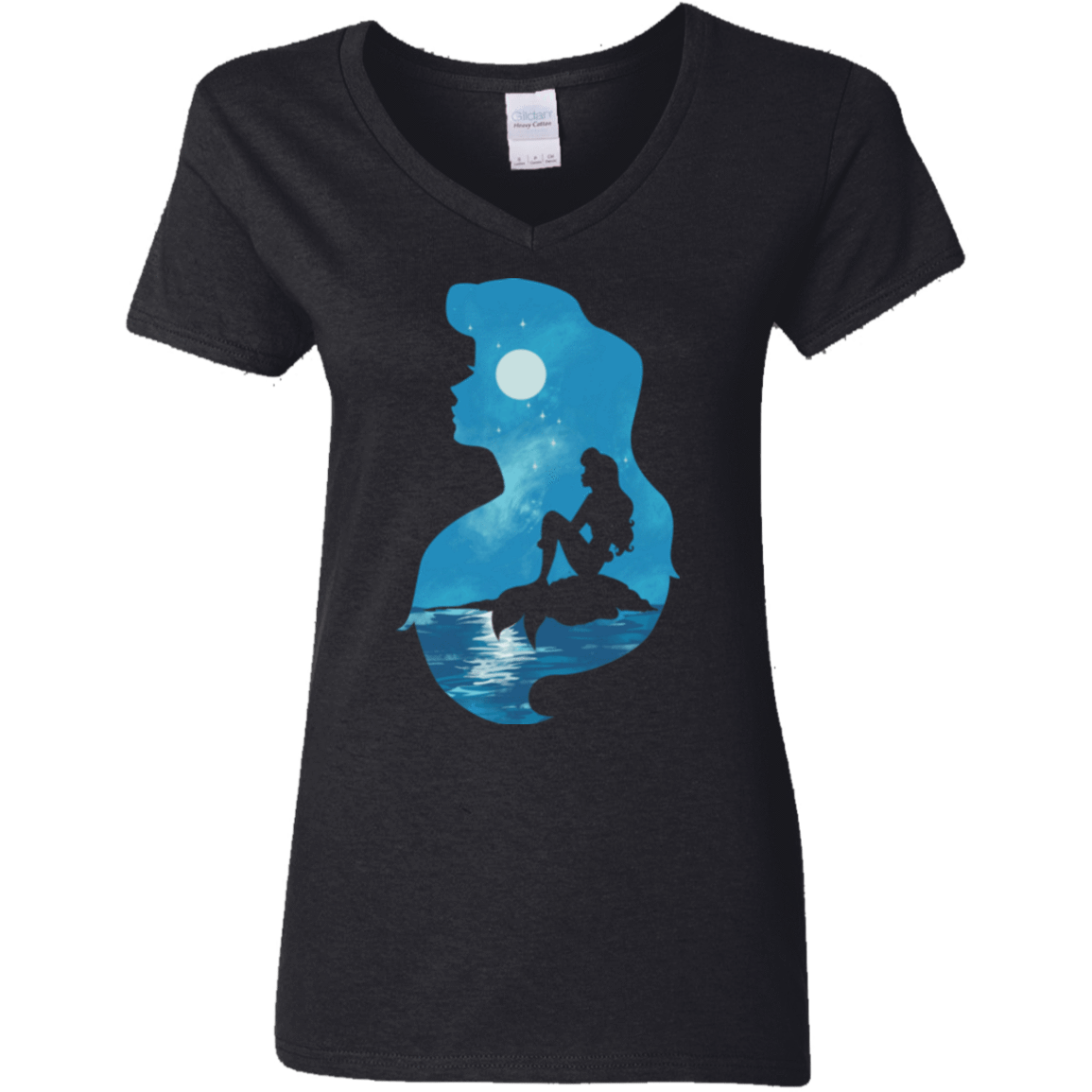 T-Shirts Black / S Mermaid Portrait Women's V-Neck T-Shirt