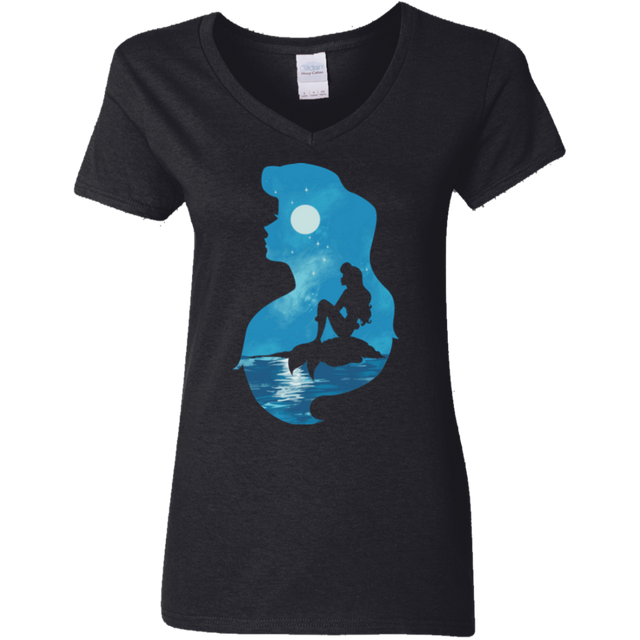 T-Shirts Black / S Mermaid Portrait Women's V-Neck T-Shirt